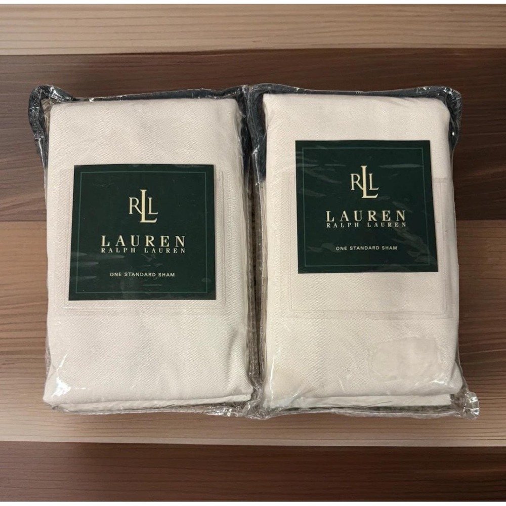 NEW Ralph Lauren Charleston STANDARD Set Of 2 Shams Chino White Retired Style